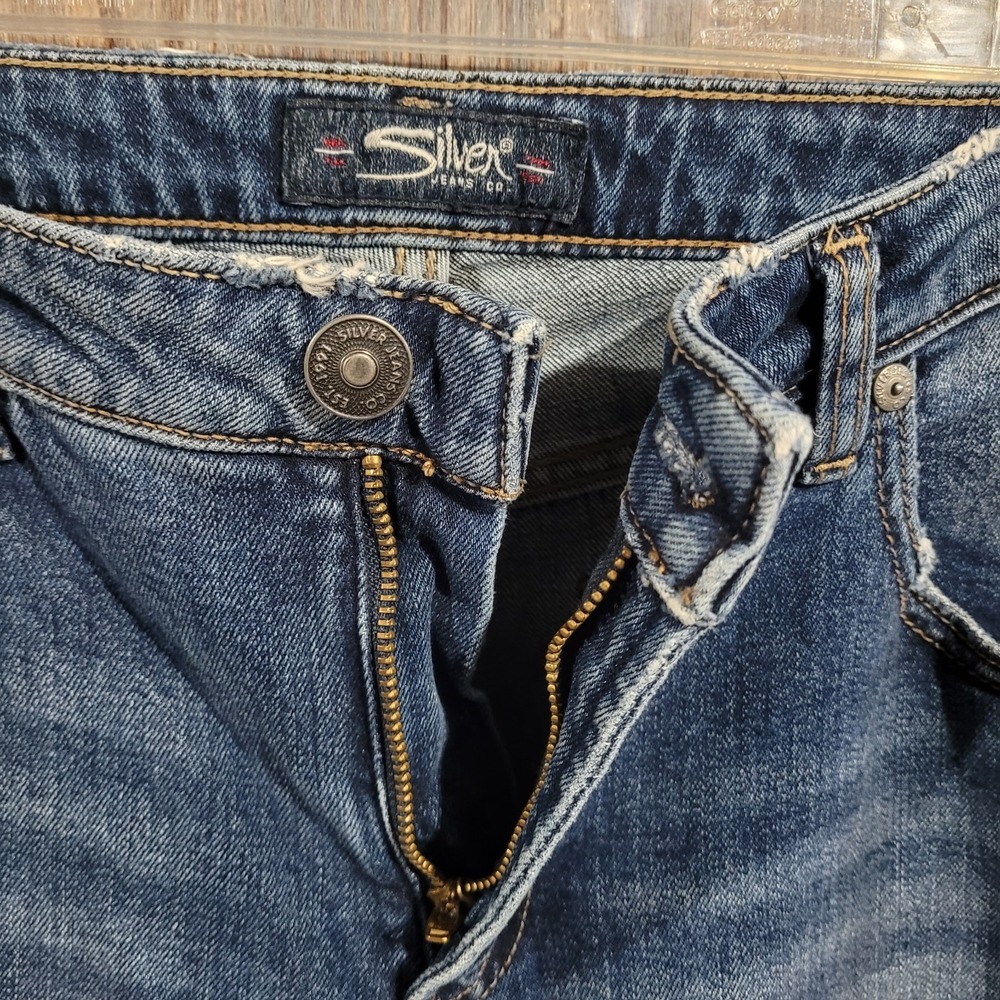 Silver Jeans Vintage Slim Straight Size 28 x 27 Medium Wash 2-Tone Denim - Picture 6 of 9